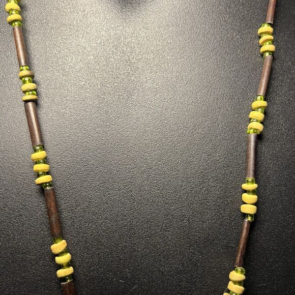 Beaded Lanyard ID Badge Holder Necklace Brown and Tan Beads Approx 30" - Picture 3 of 3